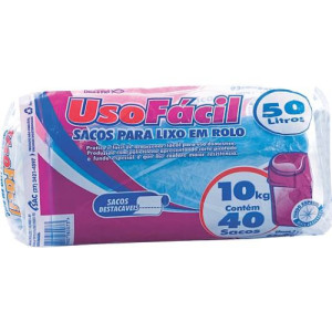 SACO LIXO ROLO PRETO 50L C/40 USOFACIL