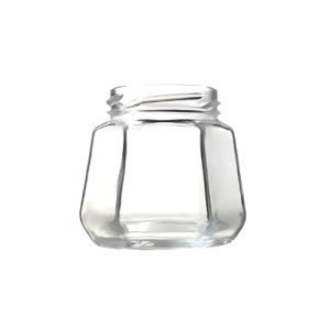 VIDRO SEXTAVADO 230ML C/ TAMPA MET. BRANCA