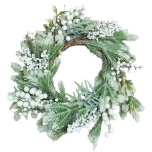 GUIRLANDA 45CM C/ FOLHAGEM NEVADA BRANCO - 98732