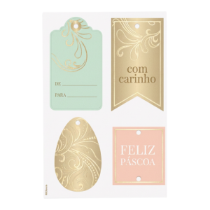 TAGS DECORATIVAS DESTACAVEIS COELHO OVOS OURO C/12 - 18000047
