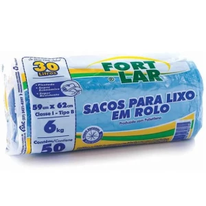 SACO LIXO ROLO AZUL 30L C/50 FORTLAR ECON