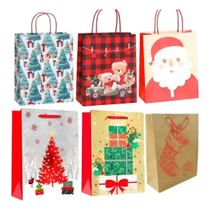 SACOLA PAPEL NATAL MEDIA 32X12X26 - 6318