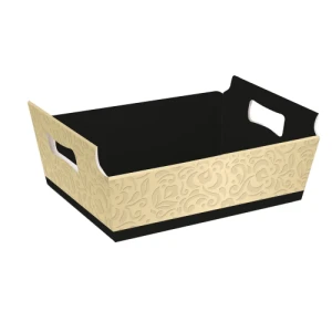 CESTA CARTAO BIROT OURO/PRETO M 22X15X9 - 13100293-AC