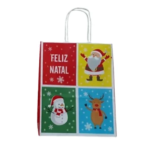 SACOLA PAPEL NATAL FELIZ NATAL 23,5X10X31,5