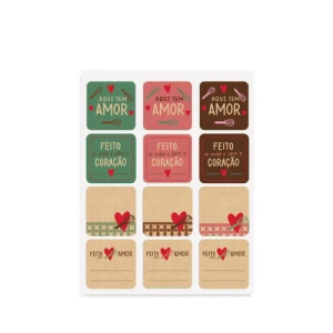 CARTELA ADESIVA FEITO COM AMOR SWEET 14X19 PT C/12 - 18100185