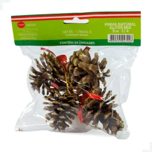 PINHA NATURAL GLITER 5CM C/04 MIX - 18135