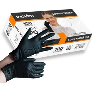 LUVA VINIL-NITRILICA PRETA M C/100 - INOVEN