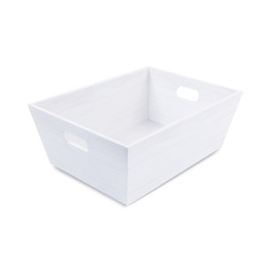 CESTA DE MADEIRA M 28X21X10 BRANCA - 27010600
