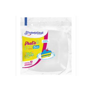 PRATO PLAST. QUAD 15 BRANCO - C/10