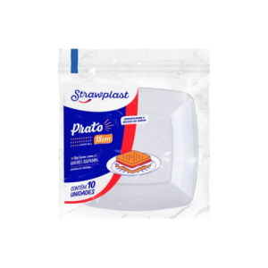 PRATO PLAST. QUAD 18 BRANCO - C/10