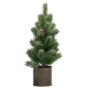 VASO METAL C/PINHEIRO NATAL NEVADO 37CM - 25557