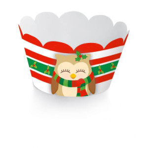WRAPPERS P/ CUP CAKE NATAL CORUJA 229064 C/ 12
