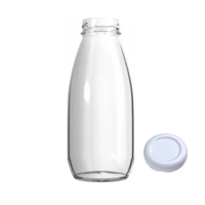 GARRAFA DE VIDRO 300 ML  C/ TAMPA METALICA BRANCA