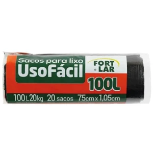 SACO LIXO ROLO PRETO 100L C/20 USOFACIL