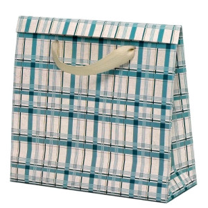 SACOLA ABA XADREZ SOBRE LINHO M