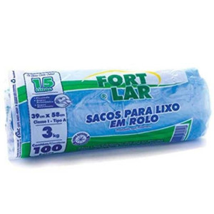 SACO LIXO ROLO AZUL 15L C/100 FORTLAR ECON