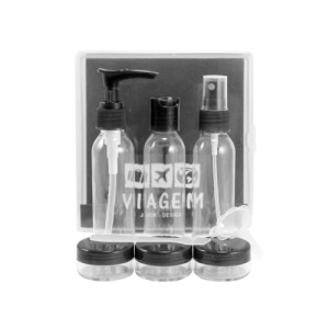 KIT DE FRASCOS P/ VIAGEM 9 PCS - AKM20902 PRETO
