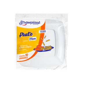 PRATO PLAST. QUAD 21 BRANCO - C/10