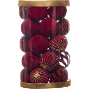 POTE DE BOLAS MISTA 6CM C/ 25 UND VERMELHO - 96160VM