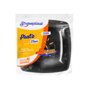 PRATO PLAST. QUAD 21 PRETO - C/10
