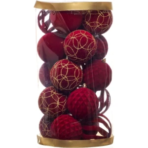 POTE DE BOLAS MISTA 10CM C/ 20 UND VERMELHO - 96164VM