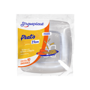 PRATO PLAST. QUAD 21 CRISTAL - C/10