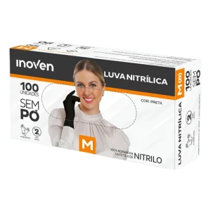 LUVA NITRILICA PRETA M C/100 - INOVEN