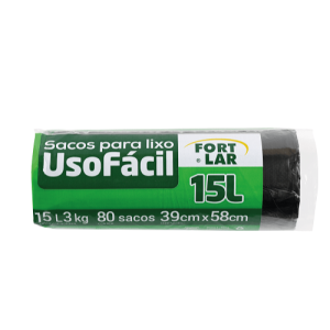 SACO LIXO ROLO PRETO 15L C/80 USOFACIL