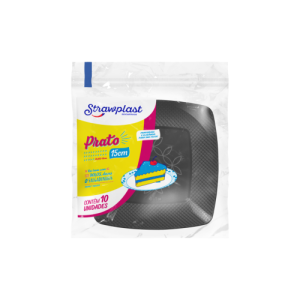 PRATO PLAST. QUAD 15 PRETO - C/10