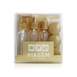 KIT DE FRASCOS P/ VIAGEM 9 PCS - AKM20902 BEGE