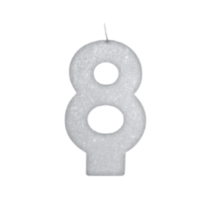 VELA BRANCA GLITTER NUMERO 8 - VNB08