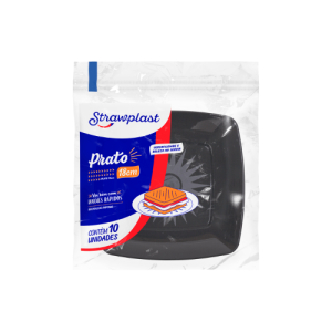 PRATO PLAST. QUAD 18 PRETO - C/10