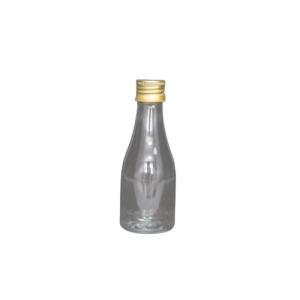 GARRAFA PET CHAMPAGNE 75ML C/ TAMPA DOURADA  C/ 10