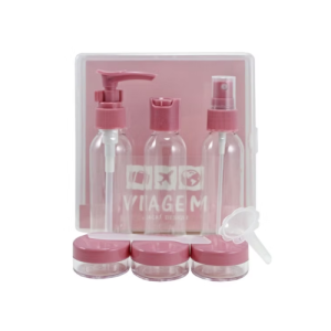 KIT DE FRASCOS P/ VIAGEM 9 PCS - AKM20902 ROSA