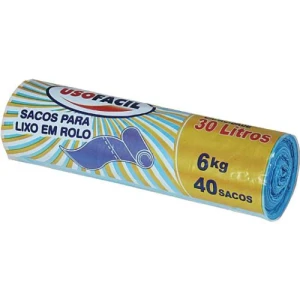 SACO LIXO ROLO PRETO 30L C/40 USOFACIL