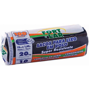 SACO LIXO ROLO PRETO 100L C/10 FORTLAR REFORC