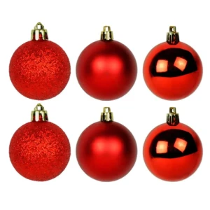 BOLAS BRILHO 8CM C/ 06 VERMELHO - 60156VM
