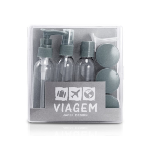 KIT DE FRASCOS P/ VIAGEM 9 PCS - AKM20902 CINZA