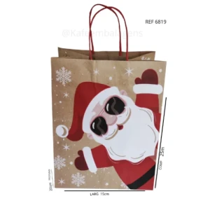 SACOLA PAPEL NATAL FUNDO LARGO - 9434