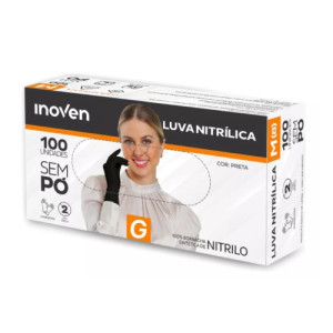LUVA VINIL-NITRILICA PRETA G C/100 - INOVEN