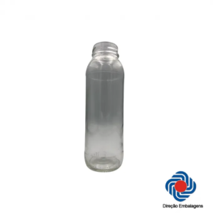 GARRAFA DE VIDRO 250ML SUCO C/ TAMPA METAL BRANCA